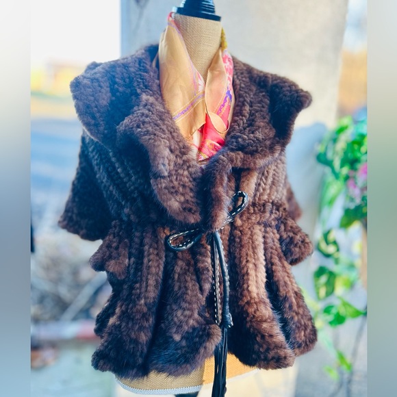 Lederer Paris Jackets & Blazers - Woven/Knit Genuine Mink Fur Jacket, Shawl or Stole w/Ruffled Neckline